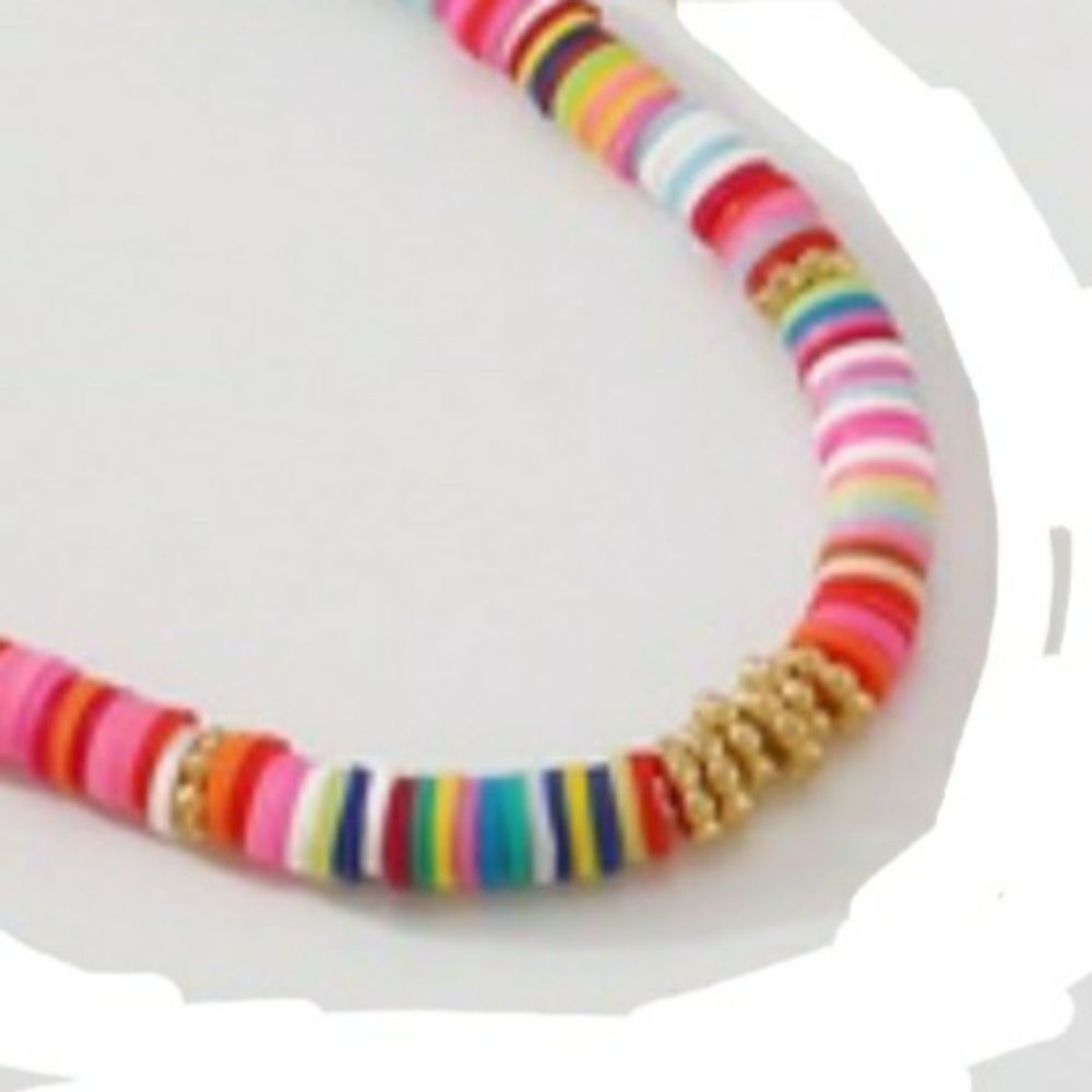 SEE MY SIMILAR NECKLACES Multi-color Faux Puka Shell Necklace Gold Tone Chain - Picture 7 of 12